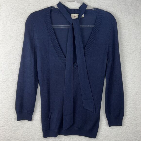 AG Adriano Goldschmied Womens Long Sleeve Pullover Sweater Neck Tie Silk Blend M - Picture 2 of 16
